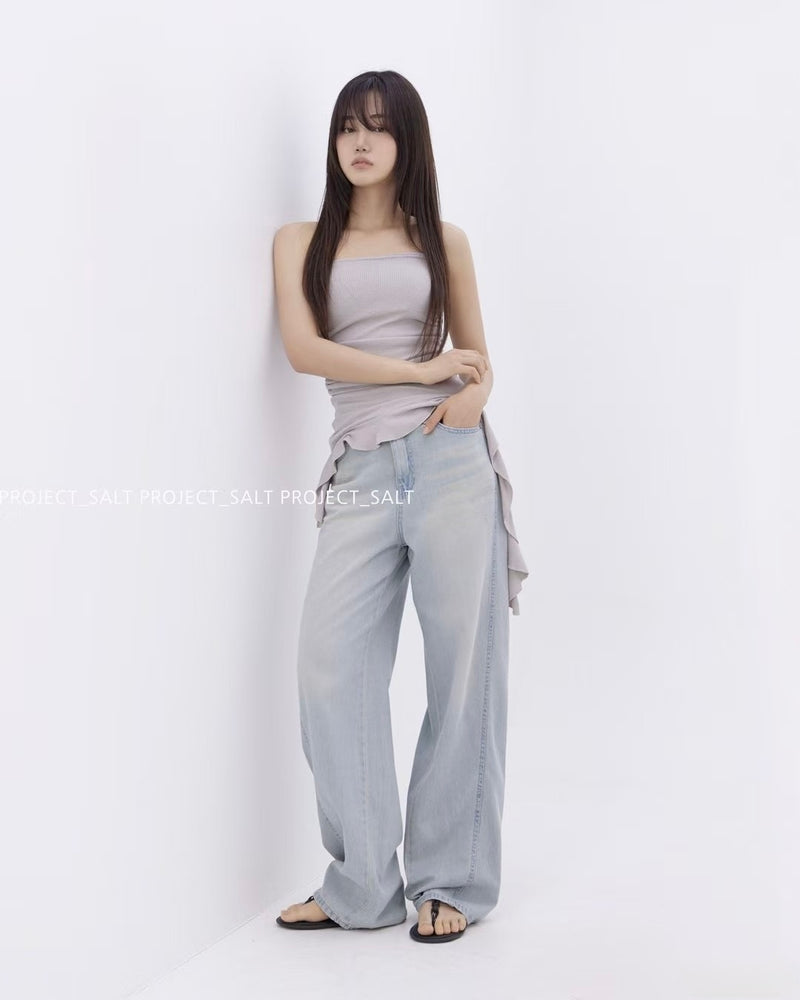 Front Seams Straight Leg Jeans