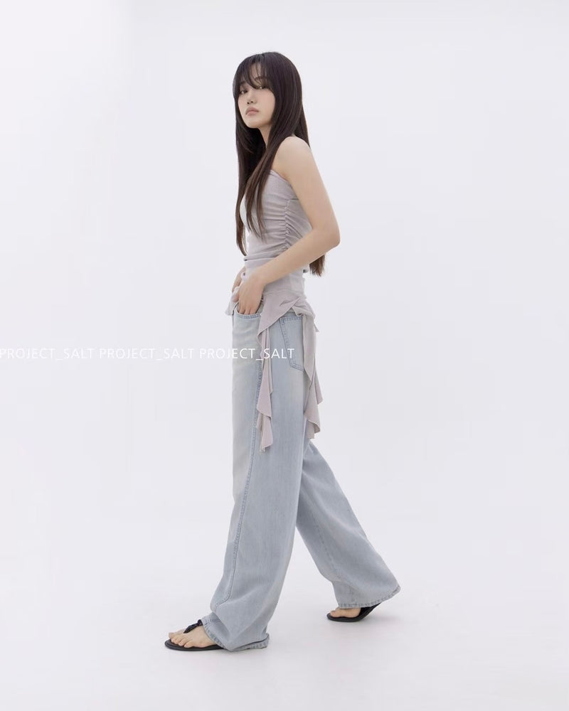 Front Seams Straight Leg Jeans