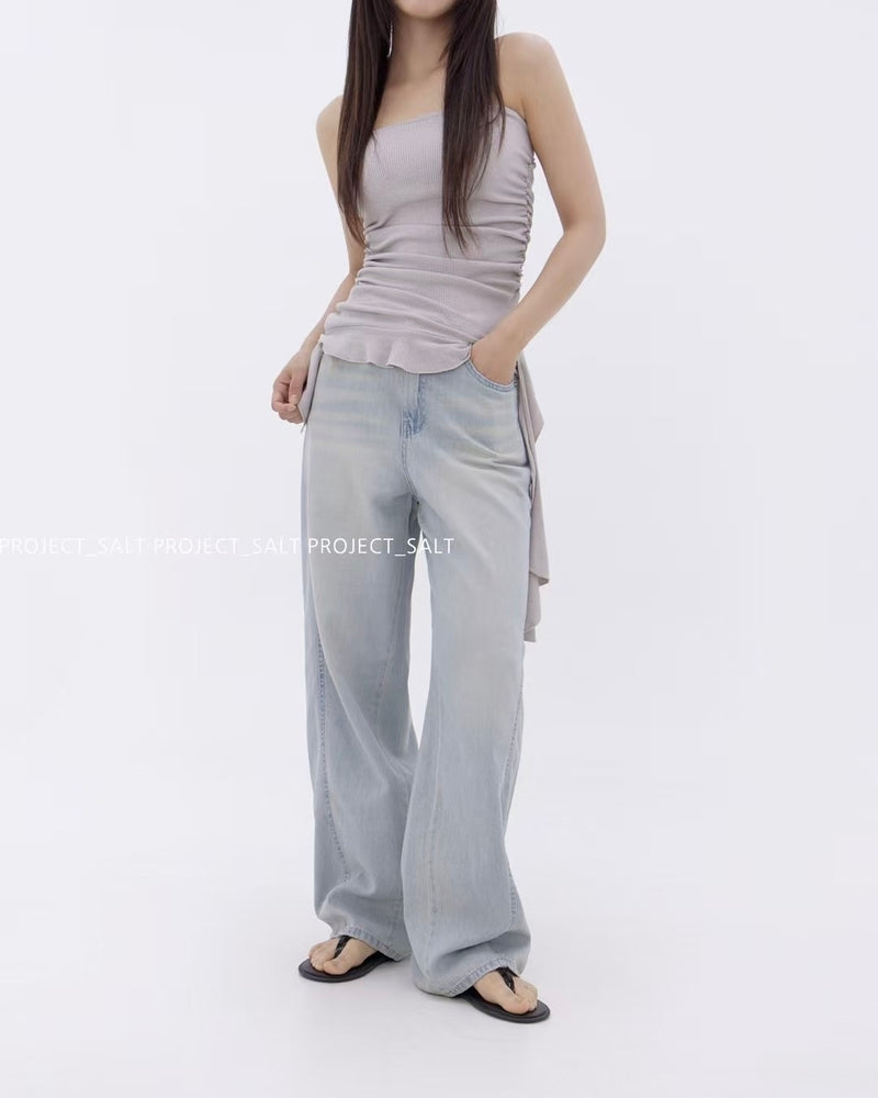 Front Seams Straight Leg Jeans