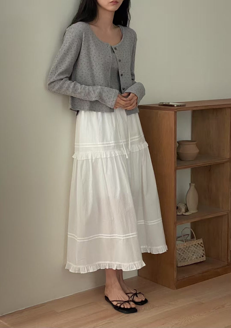 Ruffle Edge with Drawstring Maxi Skirt
