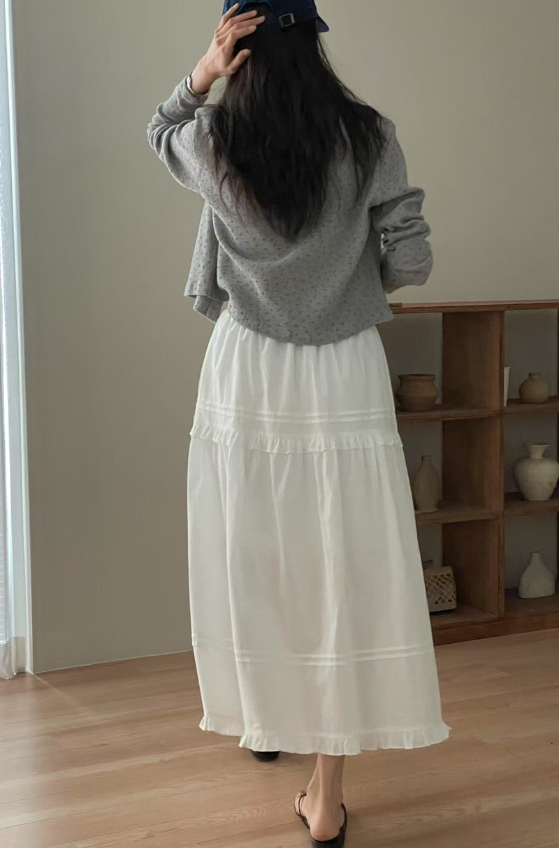 Ruffle Edge with Drawstring Maxi Skirt