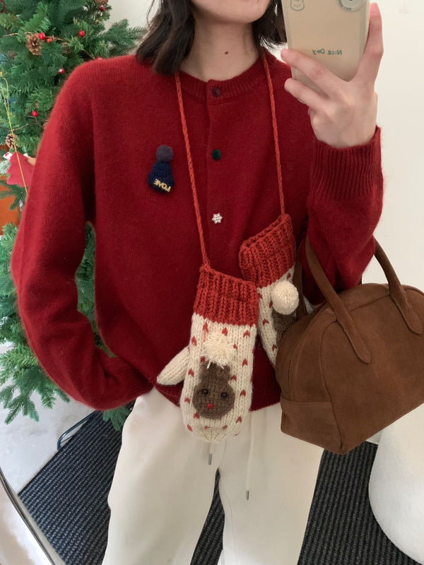 Christmas Hat Button Up Cardigan