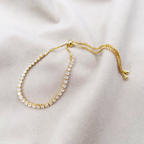 Rhinestones Gold Tennis Bracelet