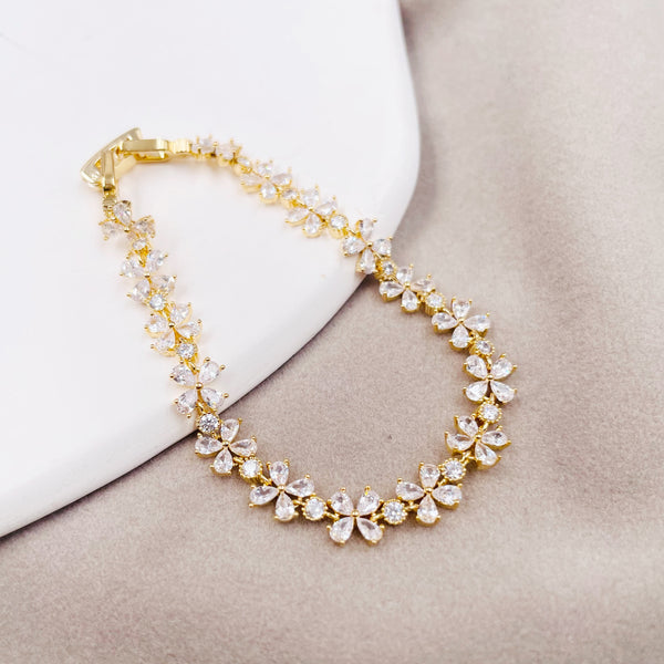 Rhinestone Flowers Bracelet