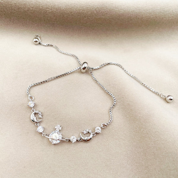 Silver Crescents and Rhinestones Bracelet