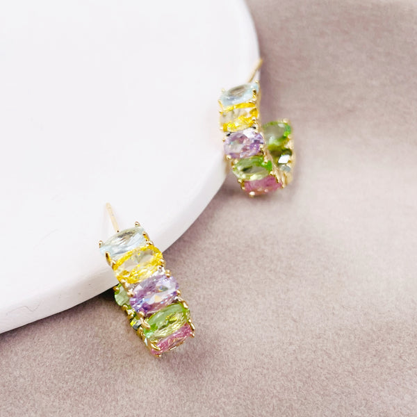 Colorful Rhinestone Hoop Earrings