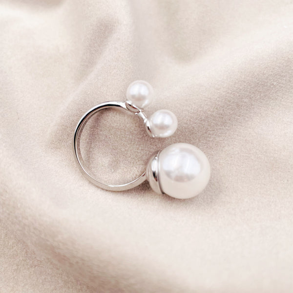 Triple Pearls Open Ring