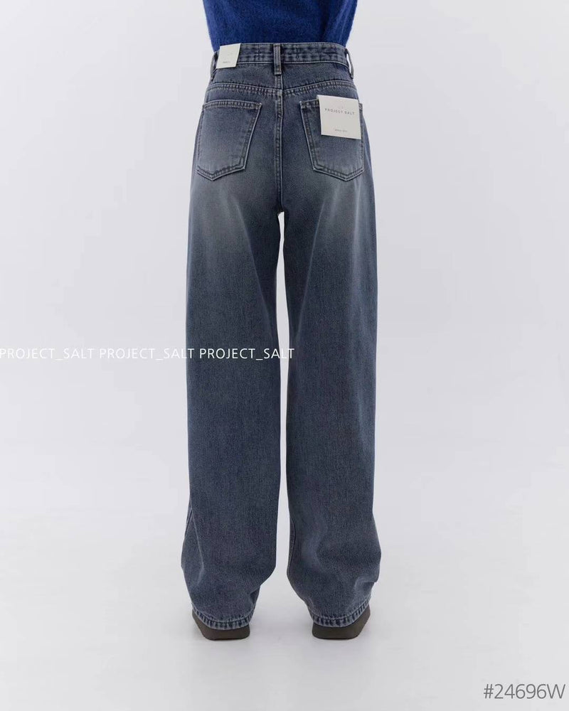 High-waisted Blue Relax Tapered Jeans with Fleece Lining