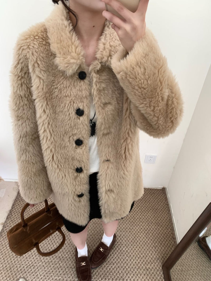 Wool Fluffy Collar Jacket