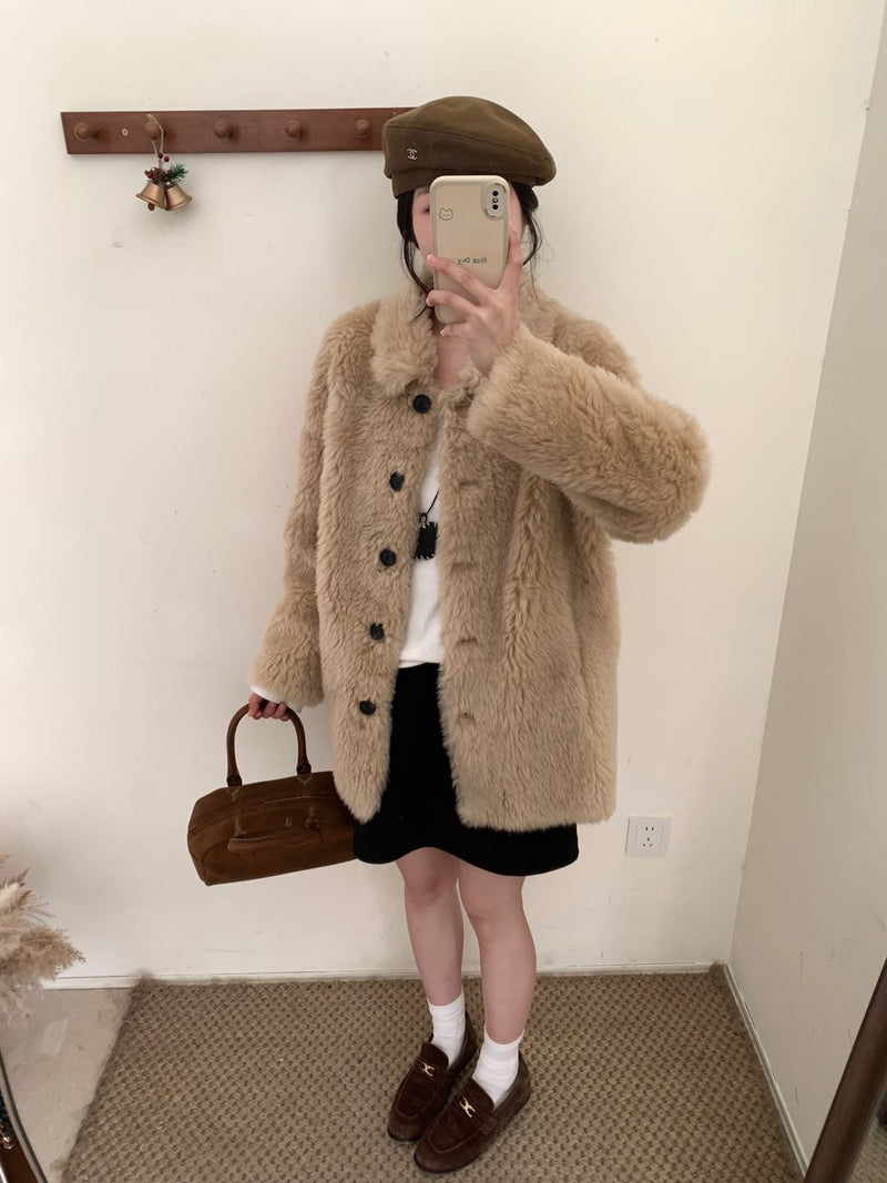 Wool Fluffy Collar Jacket