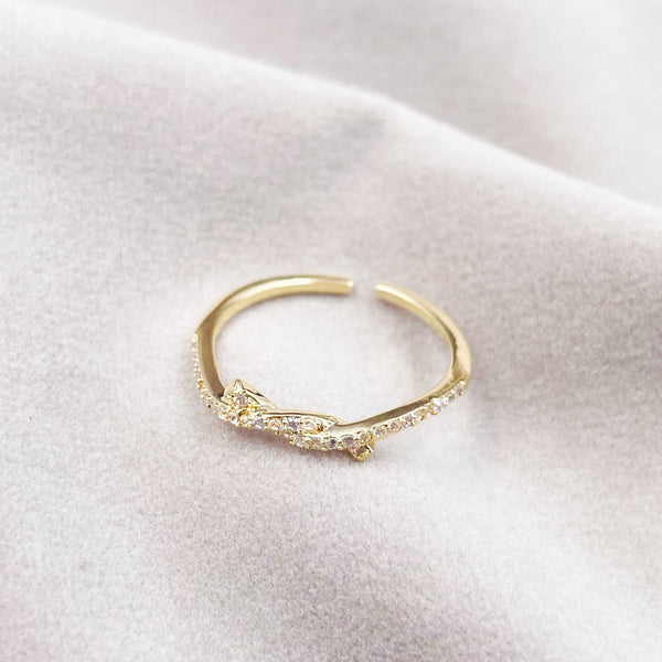 Rhinestone Twisted Cross Ring