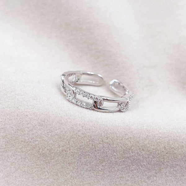 Rhinestone Chain Open Ring