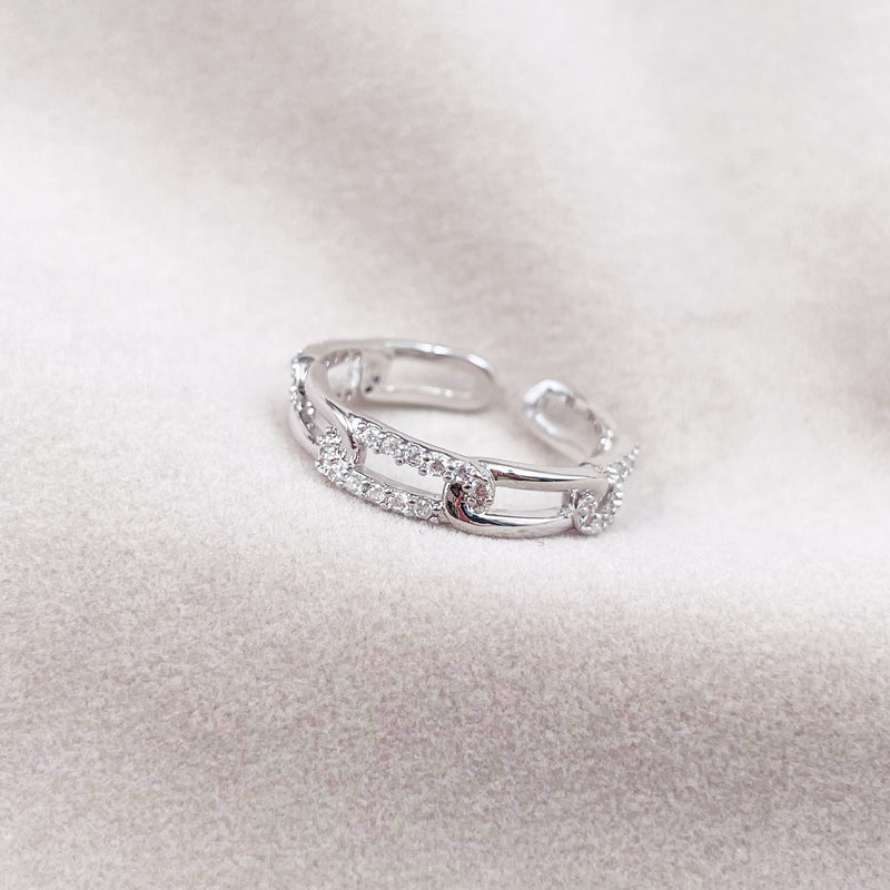 Rhinestone Chain Open Ring
