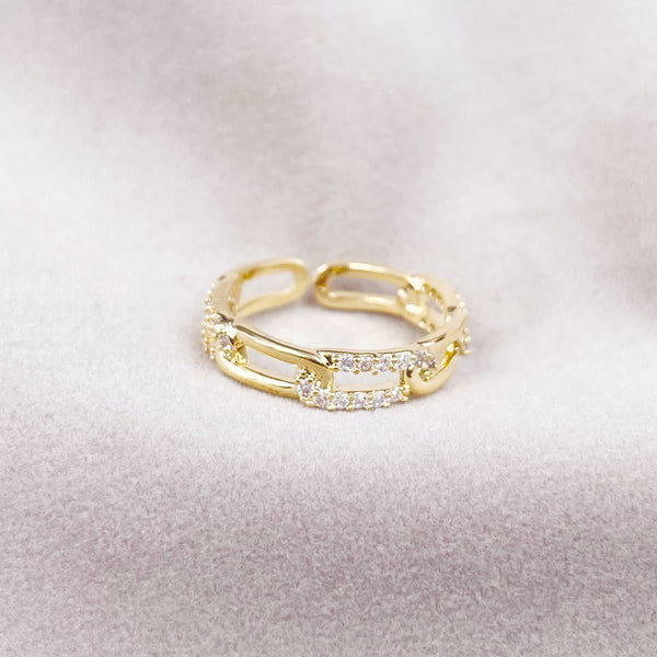 Rhinestone Chain Open Ring