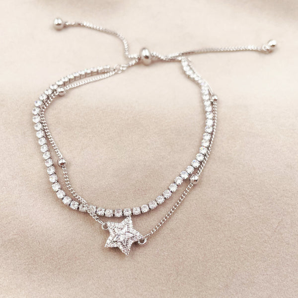 Two-layered Rhinestone Star Bracelet