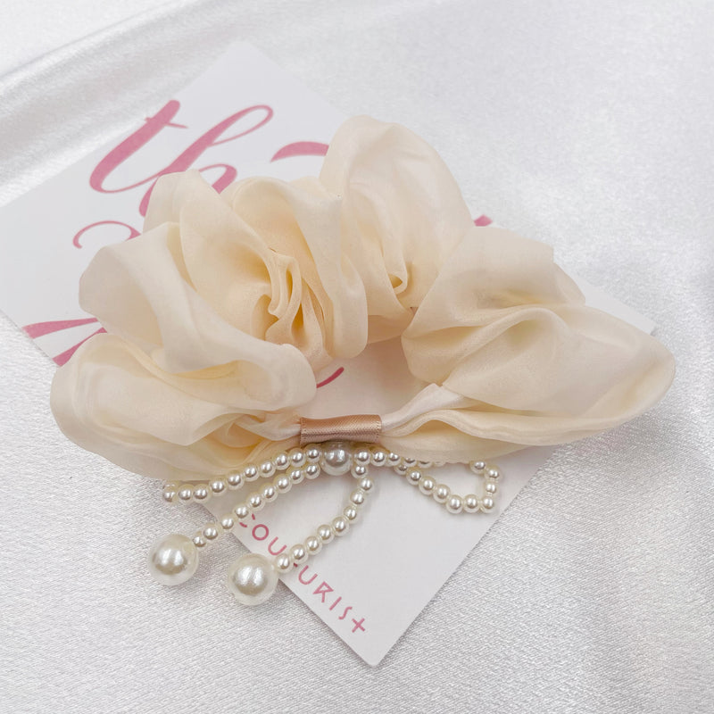 Chiffon Scrunchie with Pearl Bow