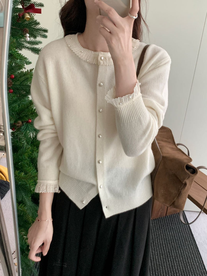 Pearl Lace Collar Cardigan