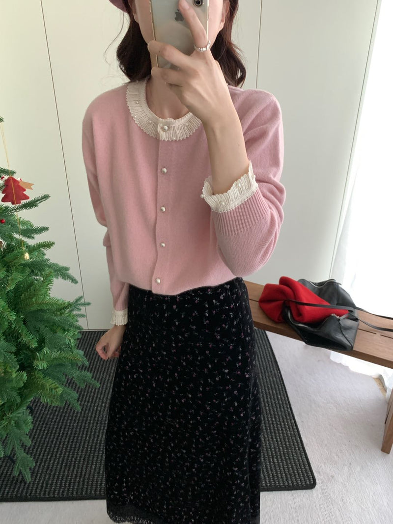 Pearl Lace Collar Cardigan