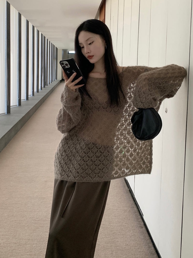 Thin Oversized Patterned Sweater