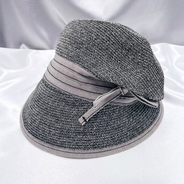 Asymmetrical Straw Hat with Side Bow