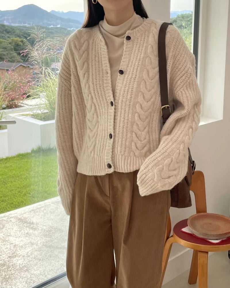 Twisted Pattern Wool Cardigan