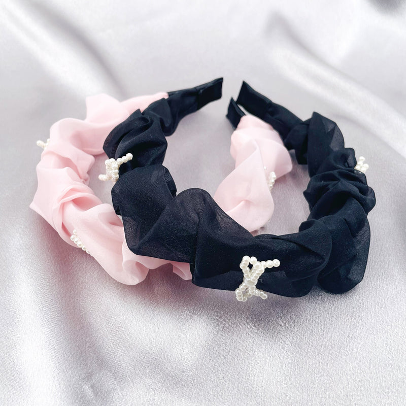 Pearl Bow Ruffle Headband