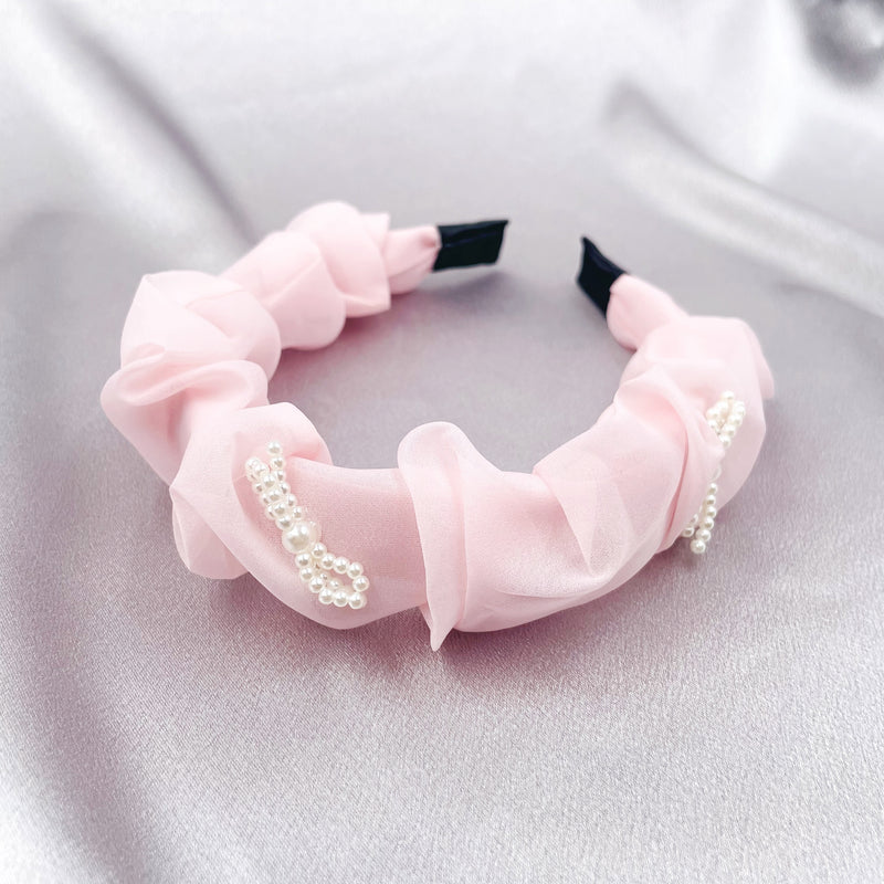 Pearl Bow Ruffle Headband