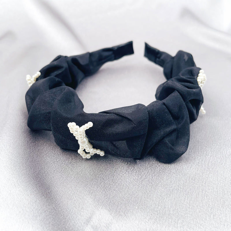 Pearl Bow Ruffle Headband