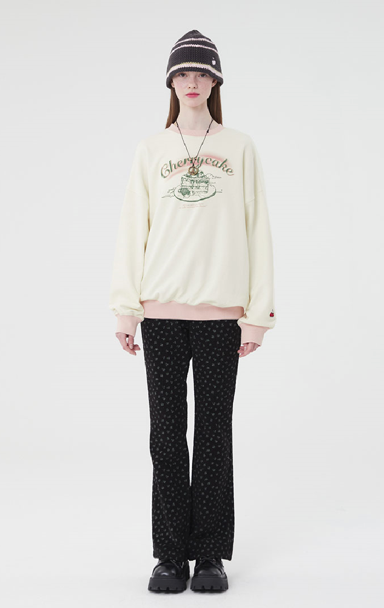 Cherry Cake Graphic Rib Point Sweatshirt