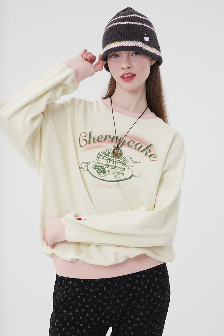Cherry Cake Graphic Rib Point Sweatshirt