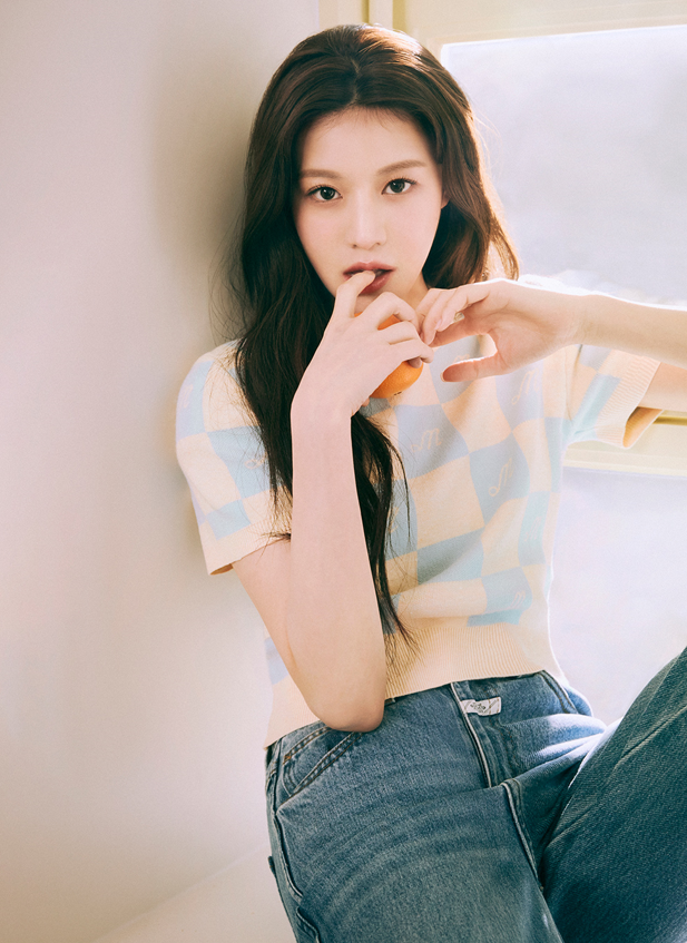 W Pattern Half Sleeve Crop Knit