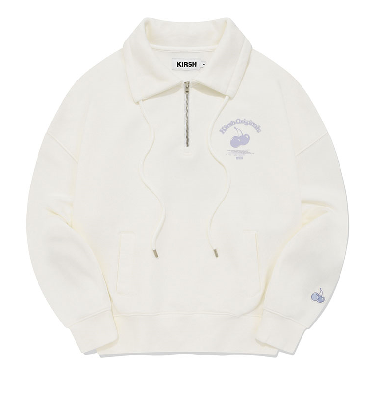 Cherry Arch Crop Half Zip-up Sweatshirt