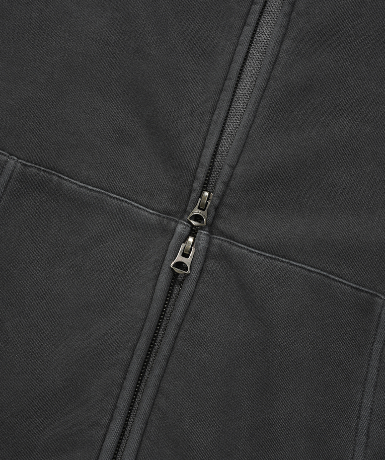 New Angel Embroidered Pigment Overfit Zip-up Hoodie