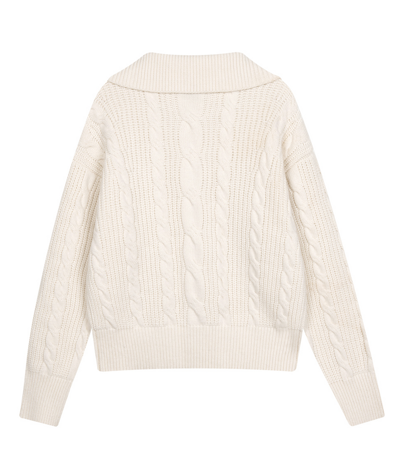 W Cable Half Zipup Pullover Knit