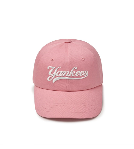 Cursive Lettering Unstructured Ball Cap New York Yankees Pink