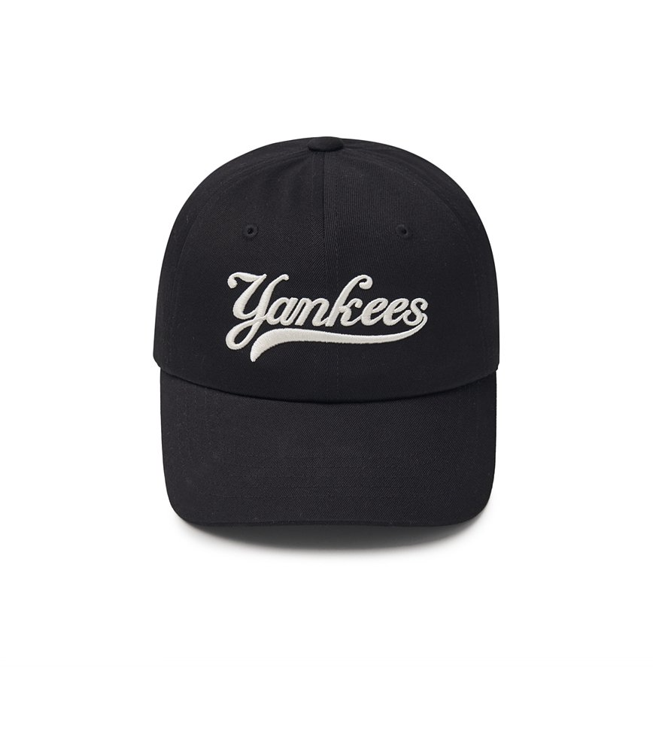Cursive Lettering Unstructured Ball Cap New York Yankees Black