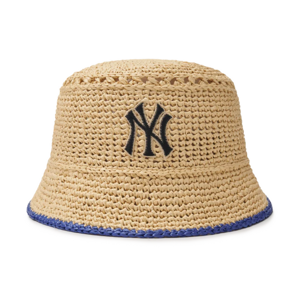 Raffia Crochet Bucket Hat NY Yankees