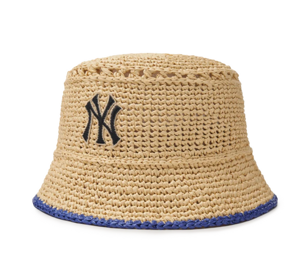 Raffia Crochet Bucket Hat NY Yankees