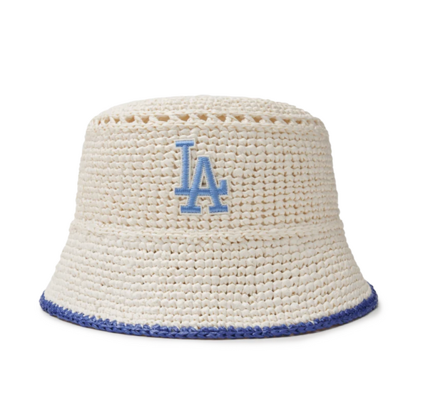 Raffia Crochet Bucket Hat LA Dodgers