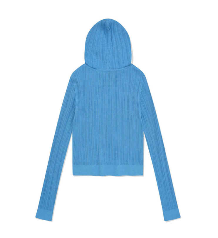 Sheer Hoodie Knit Blue