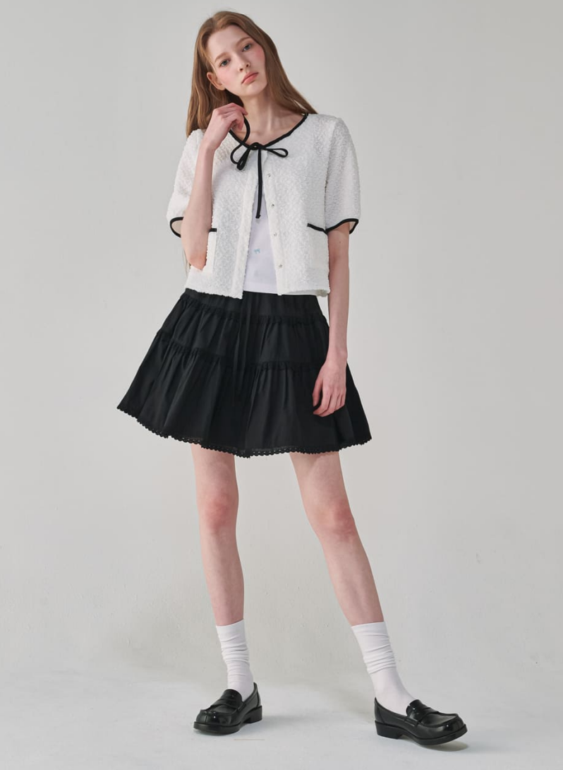 Line Puffy Short Blouse