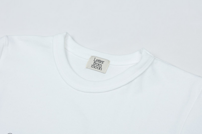 Ribbon Letter Slim T-shirts White