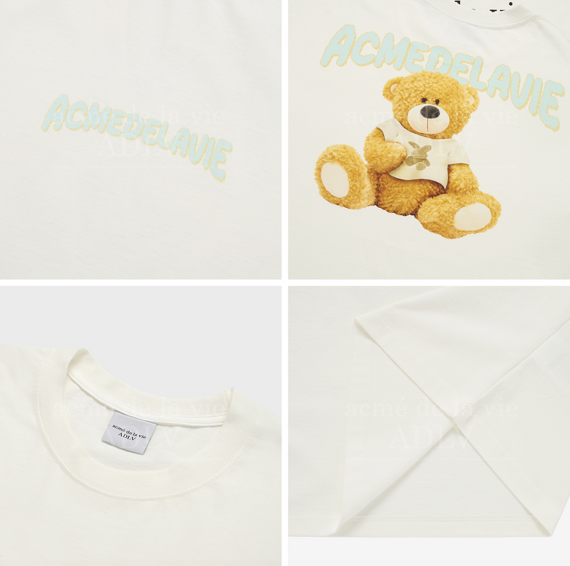 Rabbit T-shirt Bear Short Sleeve T-shirt Cream