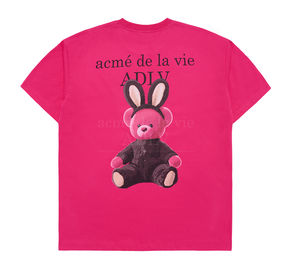 Rabbit Bear Doll Logo Short Sleeve T-shirt Pink