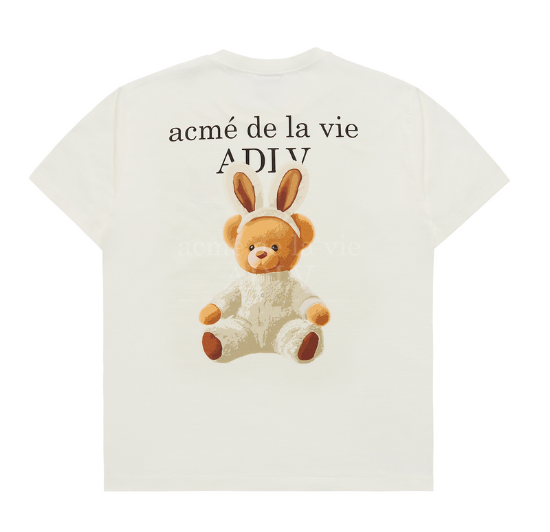 Rabbit Bear Doll Logo Short Sleeve T-shirt Cream