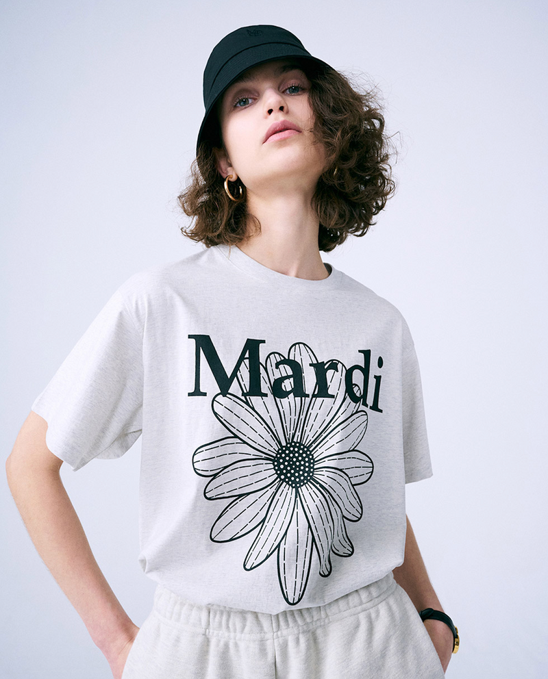 Tshirt Flowermardi Oatmeal Black