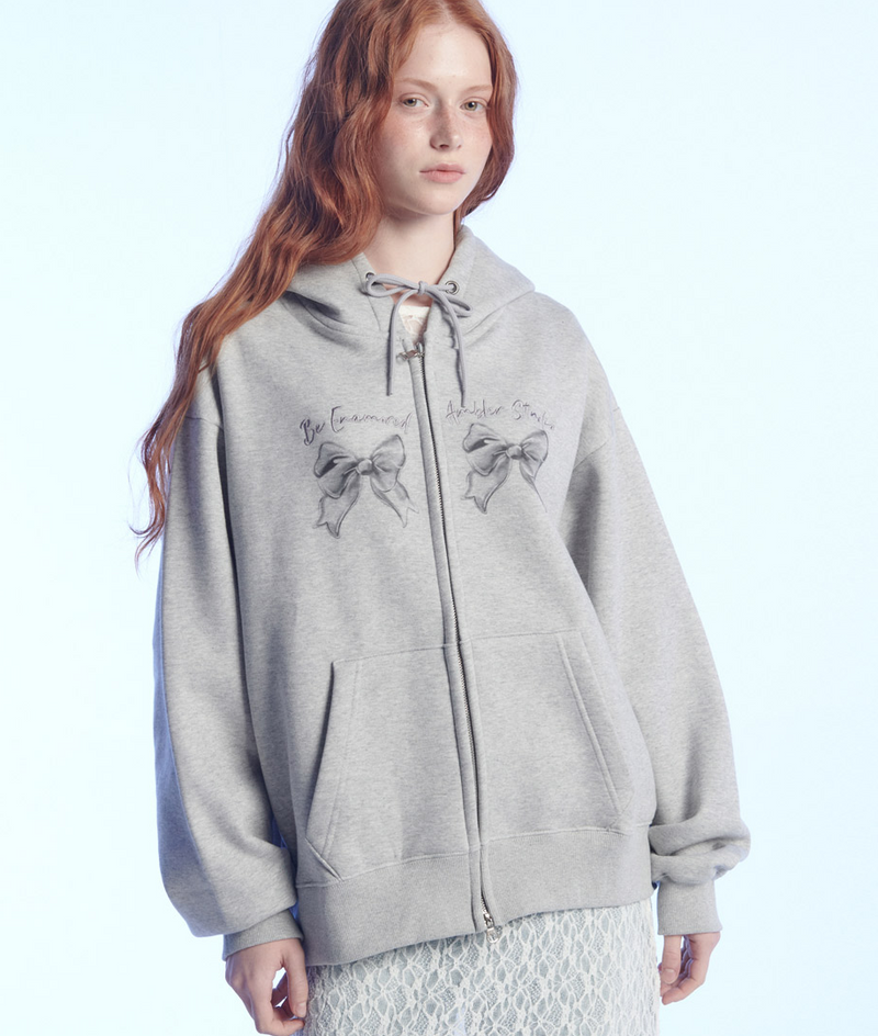 Metal Ribbon Zip-up Hoodie