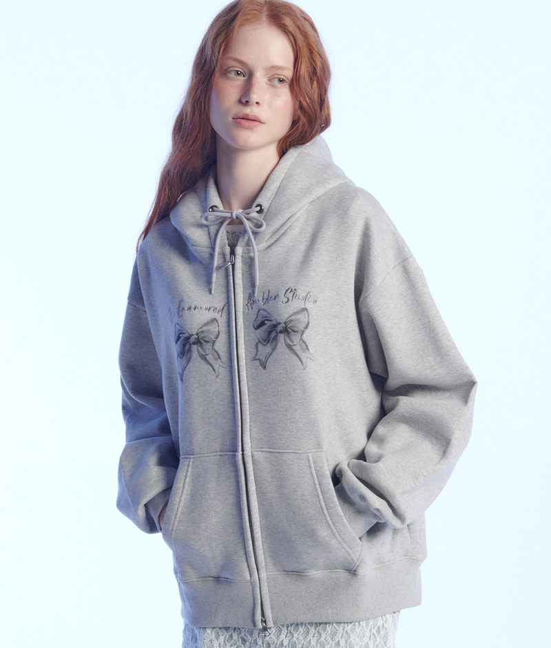 Metal Ribbon Zip-up Hoodie