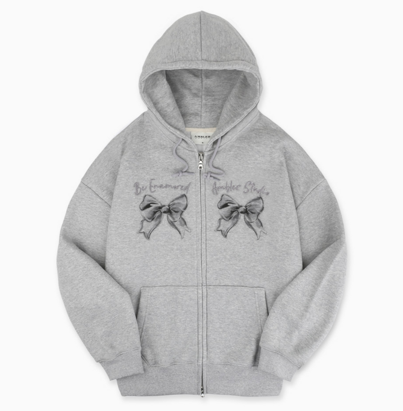 Metal Ribbon Zip-up Hoodie