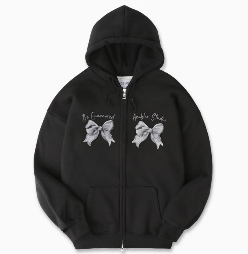 Metal Ribbon Zip-up Hoodie